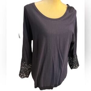 Talbots Petites Navy‎ 3/4 Sleeve Sweater Size MP